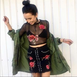 LF Floral Mesh Crop Top